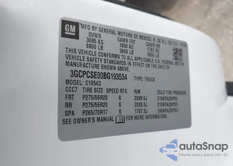 2011 Chevrolet Silverado 1500 Lt from USA, damaged, VIN 3GCPCSE00BG193534